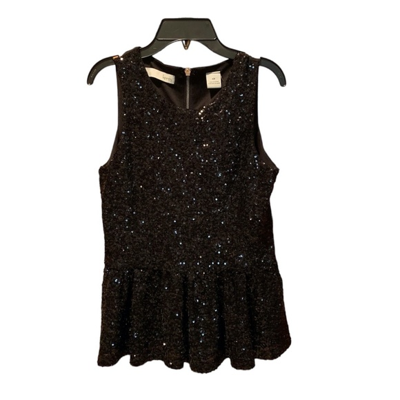 Kersh Sleeveless Sequin Peplum Hem Top in Black Small - Picture 1 of 6